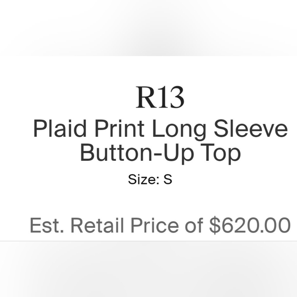 R13 Plaid print long sleeve intentionally distressed flannel size XS - Picture 12 of 12